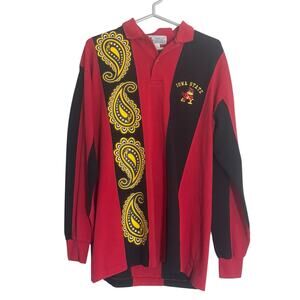 Iowa State University Polo Rugby Shirt Mens XL Red Black Logo Cyclones Preppy
